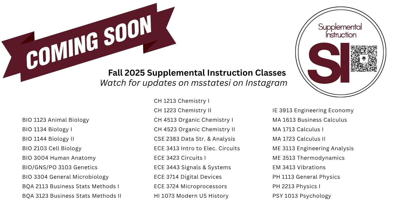 Coming Soon: Fall 2025 SI Schedule